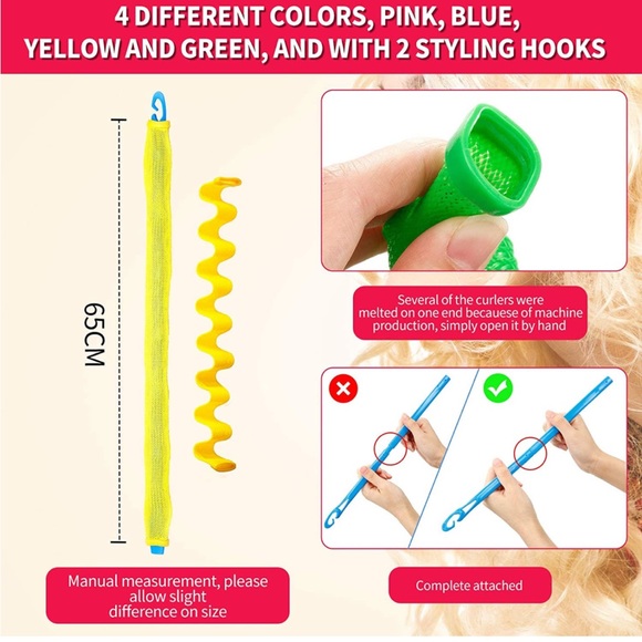 30 Pieces Heatless Waves Curlers Spiral Curls Styling Kit - Picture 2 of 6